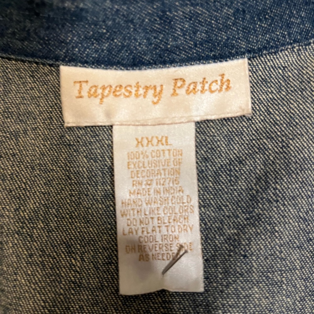 TAPESTRY PATCH VINTAGE DENIM & FLORAL EMBELLISHMENT LONG SLEEVE JEAN JACKET - Picture 12 of 12